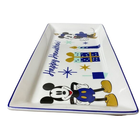 Disney Holiday Mickey & Minnie Happy Hanukkah Serving Tray Dish Dreidel Candle - Picture 4 of 9